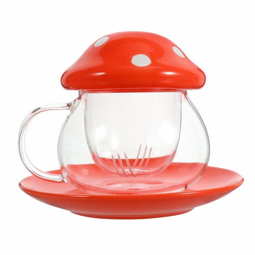 Set di Tazzine da Tè in Vetro a Forma di Fungo con Infusore