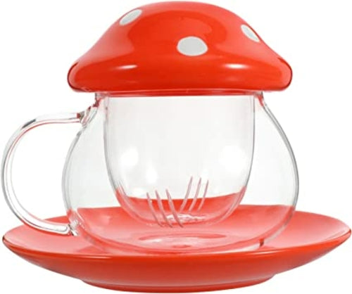 Set di Tazzine da Tè in Vetro a Forma di Fungo con Infusore