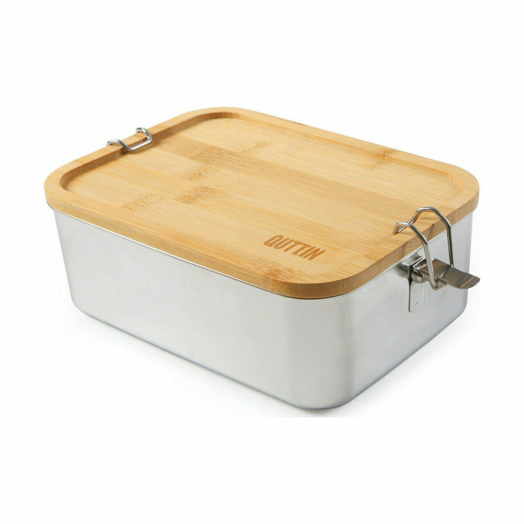 6 Lunch Box in Acciaio Inox con Coperchio in Bamboo