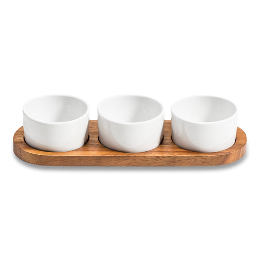 Set per Condimenti in ceramica con coperchio in Legno