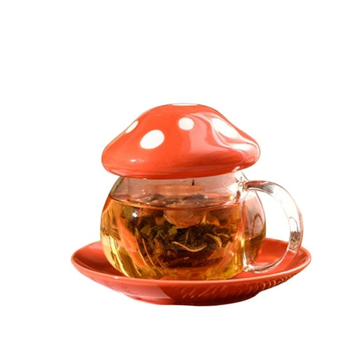 Set di Tazzine da Tè in Vetro a Forma di Fungo con Infusore